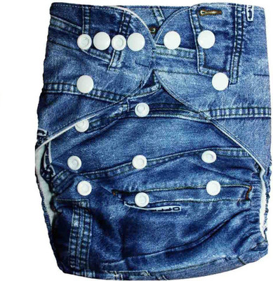

Baby Shopiieee baby 1 pcs. reusable cloth diaper with 1pcs. 3 layer microfiber insert pad 3-24 months -Denim Blue - L