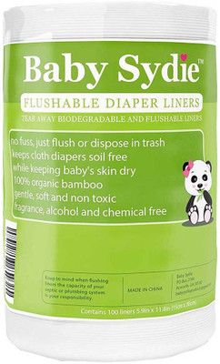 

Baby Sydie Premium Flushable Diaper Liners â Disposable/Biodegradable Inserts for Reusable Cloth Baby Diapers â Keeps Cloth Diapers Soil Free â No Fuss Just Flush â Made From Soft Unscented Durable Organic Bamboo â Satisfaction Guaranteed â Ad