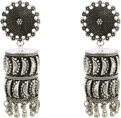 Shining Jewel 925 Antique Silver Oxidised Afghani Jhumka Earrings (SJ_1161) Pearl Brass Jhumki Earring