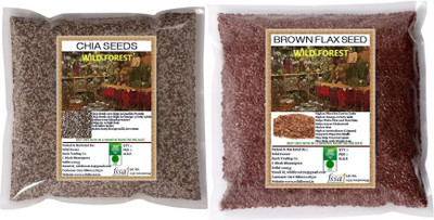 WILD FOREST Wild Forest Chia Seeds & Flax Seeds Combo Of 400 Gm Brown Flax Seeds, Chia Seeds(2 x 200 g)