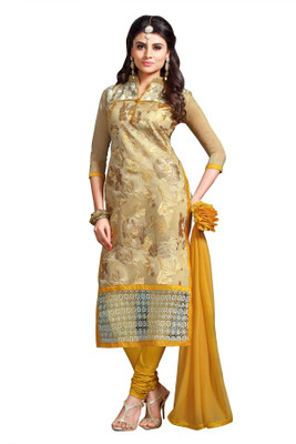 

Jiya Chanderi Self Design, Embroidered Salwar Suit Dupatta Material(Un-stitched), Beige;yellow