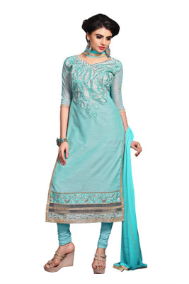 

Jiya Chanderi Self Design, Embroidered, Embellished Salwar Suit Dupatta Material(Un-stitched), Light blue