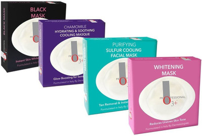 

O3+ Whitening Mask, Black Mask, Purifying Sulfur Cooling Facial Mask and Chamomile Hydrating and Soothing Cooling Masque 20 g(Set of 4)