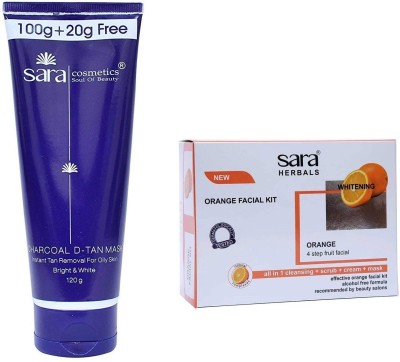 

SARA Orange Facial Kit With Charcoal D-Tan Mask 320 g(Set of 2)