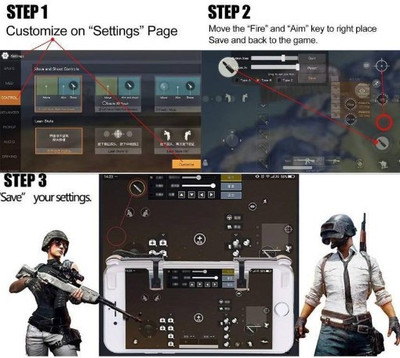 

SACRO UHR_591U PUBG Trigger all smart phone compatible Sensitive Shoot/aim Buttons L1 R1 Trigger Mobile Game Controller ||compatible with all android & IOS smart phone Gaming Accessory Kit(Multicolor, For Android)