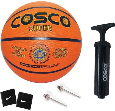 

Cosco Super Basketball ( Size-6) With Basketball Pump, 2 Band Basketball Kit