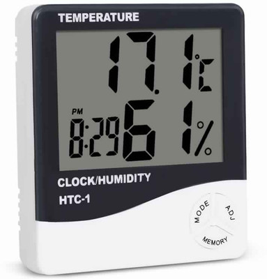 DIVYE Indoor Room LCD Electronic Temperature Humidity Meter Digital Thermometer Hygrometer Weather Station Alarm Clock All-in-One Digital Moisture Measurer(40 mm)