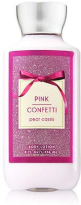 

Bath & Body Works Pink Confetti Lotion Signature Collection Rounded Bottle 8 Ounce(236 g)