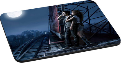

ANNI69 Boy and girl standing near hording on your mouse pad with high quality rubber and print make your working table Modern Mousepad(Multicolor)