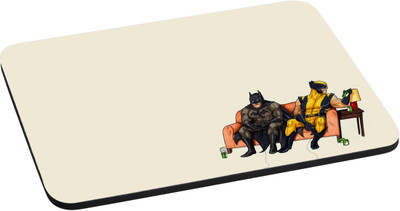 

ANNI69 Batman and Wolverine seated on couch with high quality print with non slipery base best for gamers and office use Mousepad(Multicolor)