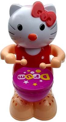 

TALKING GANESHA Kitty Happy Drummer Colorful Light Music and 360 degree Rotation Musical toy for kids - multicolor(Multicolor)