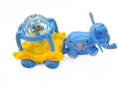 

Bluwings Elephant Cart With Lighting And Music for Children (Min. Age 3 yrs)(Blue)
