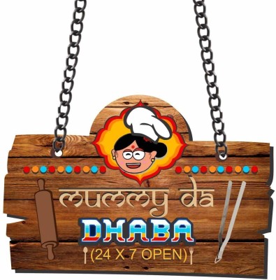 Giftsmate Wooden Mothers Day Gifts for Mom Mummy Da Dhaba Kitchen Wall Door Hanging - Brown Name Plate(Brown)