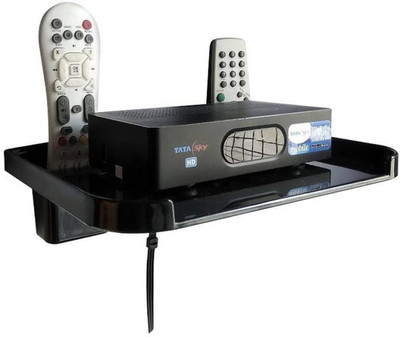 Meego SET TOP BOX & REMOTE HOLDER Plastic Wall Shelf(Number of Shelves - 1, Brown)