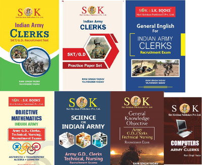 Complete Kit Of 7 Books For Indian Army Clerks SKT/GD Recruitment Exam English Medium(Paperback, Ram Singh Yadav, Yajvender Yadav)