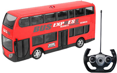 

IndusBay Remote control R/C Double Decker City Commute Bus 4 Channel 2.4 GHz Radio controlled Bus toy for kids - Red(Red)