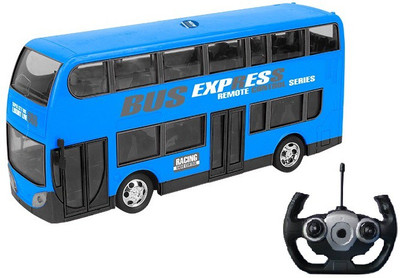 

IndusBay Remote control R/C Double Decker City Commute Bus 4 Channel 2.4 GHz Radio controlled Bus toy for kids - Blue(Blue)