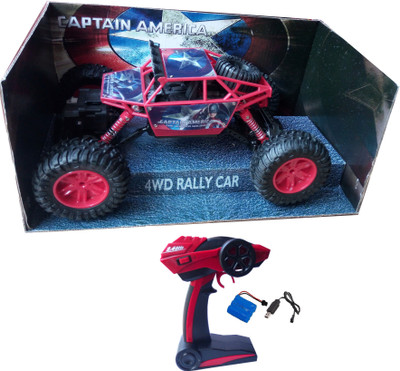 

IndusBay Remote Controlled Rock Through Crawler 1:18 Scale 4Wd Monster truck - Off Roader Racer Rally Car Red (Captain America Theme)(Red)