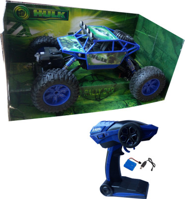 

IndusBay Remote Controlled Rock Through Crawler 1:18 Scale 4Wd Monster truck - Off Roader Racer Rally Car Blue (Hulk Theme)(Blue)