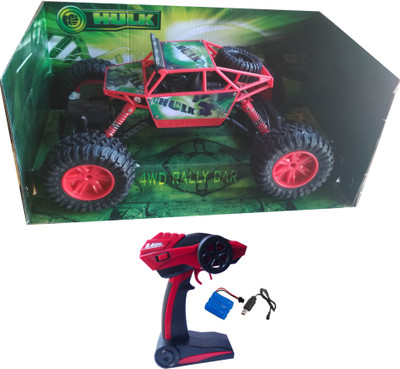 

IndusBay Remote Controlled Rock Through Crawler 1:18 Scale 4Wd Monster truck - Off Roader Racer Rally Car Red (Hulk Theme)(Red)