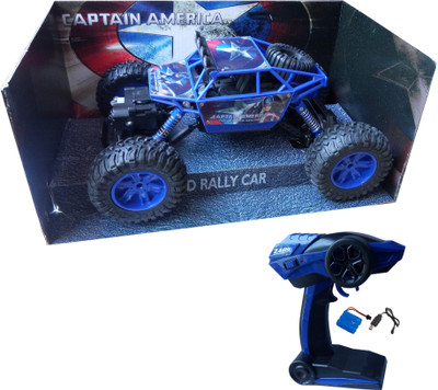 

IndusBay Remote Controlled Rock Through Crawler 1:18 Scale 4Wd Monster truck - Off Roader Racer Rally Car Blue (Captain America Theme)(Blue)