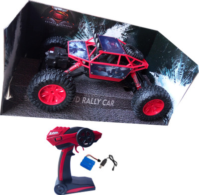 

IndusBay Remote Controlled Rock Through Crawler 1:18 Scale 4Wd Monster truck - Off Roader Racer Rally Car Red (BatMan Theme)(Red)