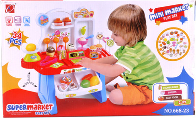 

Kidzfan 34 Pieces Beautiful Mini Market Play Set For Kids | Heavy Material | Complete Structure