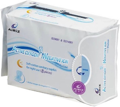

AiRiZ ACTIVE OXYGEN & NEGATIVEION RELEX SOFT COTTEN SANITARY NAPKIN FOR NIGHT USE -(8 PIECES) Sanitary Pad(Pack of 8)