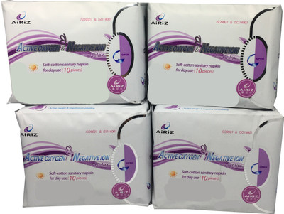 

AiRiZ ACTIVE OXYGEN & NEGATIVEION RELEX SOFT COTTEN SANITARY NAPKIN FOR DAY USE -( 40 PIECES) Sanitary Pad(Pack of 40)