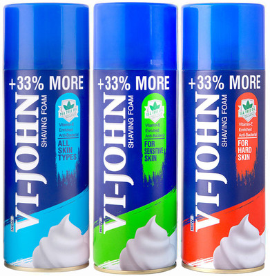 

VI-JOHN VIJOHN Shaving Foam 400GM All Type, Hard & Sensitive Skin(PACK OF 3)(400 g)