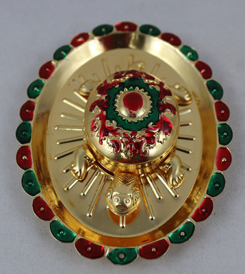 

Numeroastro Coloured Fengshui Vastu Turtle/Tortoise In Plate with Colour Meenakari for Wish Fulfilling Decorative Showpiece - 2.5 cm(Gold Finish, Multicolor)
