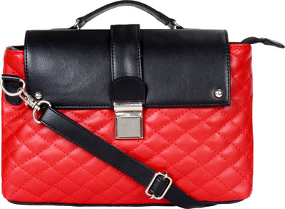 

Anekaant Women Evening/Party Red, Black Leatherette Sling Bag, Black;red