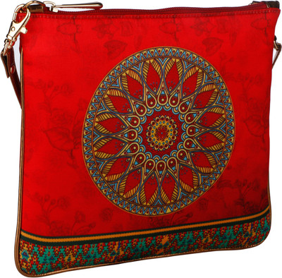 

All Things Sundar Women Casual Red Canvas Sling Bag
