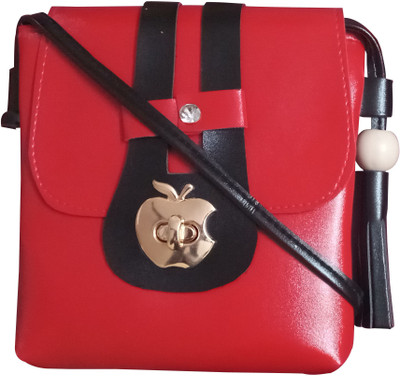 

Hims Women Casual Red, Black PU Sling Bag, Black;red