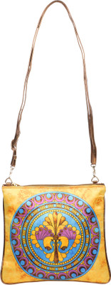 

All Things Sundar Women Casual Gold Canvas Sling Bag