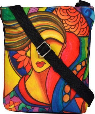 

All Things Sundar Women Casual Multicolor Canvas Sling Bag