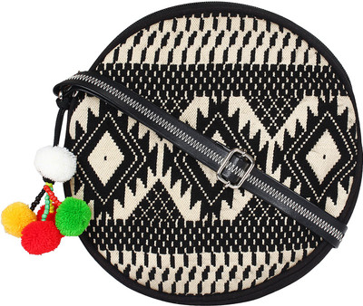 

Anekaant Women Casual Black, Beige Cotton Sling Bag, Beige;black