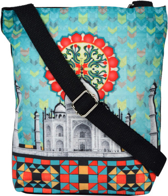 

All Things Sundar Women Casual Blue Canvas Sling Bag