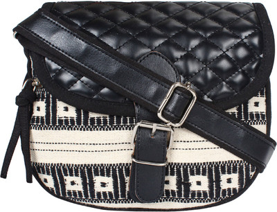 

Anekaant Women Casual Black, White Cotton Sling Bag