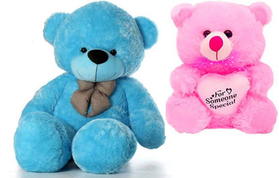 

THE HIGH THINKING TOYS Combo Offer Blue Teddy Bear 3 Feet & Pink Teddy Bear with someone special heart 40cm - 90 cm(Blue)