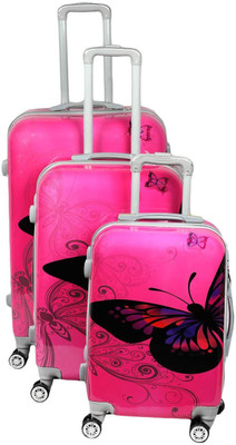 

Continental 100% Polycarbonate, Beautiful Butterfly Printed Pattern Suitcases & Trolley Bag Luggage Bag~ Size-20", 24" & " Cabin Size Set of 3 (ITN-068)(Pink) Check-in Luggage -  inch(Pink