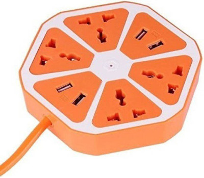 

blueseed Hexagon Shape Socket Power Strip with USB Charger, 4-Outlet with 4-USB Power Socket Extension Board with Cord, Mobile Charging USB Power Hub 4 Socket Surge Protector (Orange) 8 Socket Surge Protector(Orange)