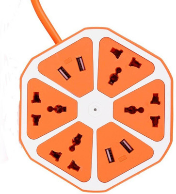 

CRETO Multipurpose 2 in 1 USB Hexagon Shap Charging Point And Surge Protector 4 USB Port with 4 Socket Surge Protector(Orange)