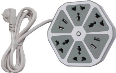 

CRETO USB Hexagon Socket Extension board And Surge Protector 4 USB Charging Port with 4 Socket Surge Protector(Orange)