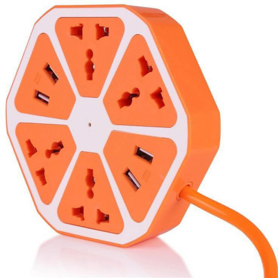 

CRETO Multi Switched Socket Extension Adapter Board with 4 USB 2.0 Amp Charging Point 4 Socket Surge Protector(Orange)
