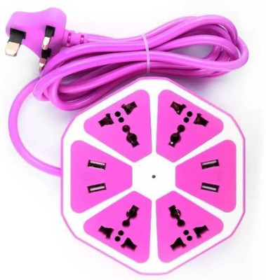 

CRETO Smart Hexagon Shape Socket Extension board with 4 USB 2.1Amp charging point Universal Hexagon Socket Extension board 4 Socket Surge Protector(Purple)