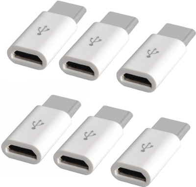 

HK Pack of 6 Micro-USB to Type-C Adapter .HKTC02345 USB Adapter(White)