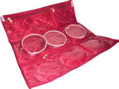 

ABHINIDI Satin Jewellery Makeup Beauty Travelling bag Vanity box Makeup and Travelling Jewellery Pouch Vanity Box(Maroon)