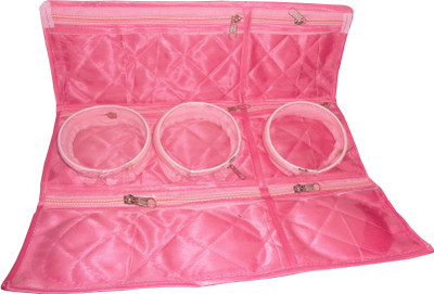 

ABHINIDI Satin Jewellery Makeup Beauty Travelling bag Vanity box Makeup and Travelling Jewellery Pouch Vanity Box(Pink)