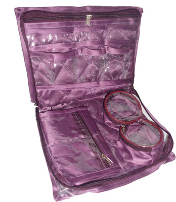 

ABHINIDI Satin Jewellery Makeup Beauty Travelling bag Vanity box Makeup and Travelling Jewellery Pouch Vanity Box(Purple)